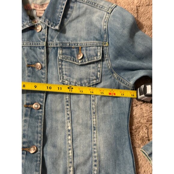 Fylo Y2K 2000s Embroidered Floral Denim Jean Jacket Boho Chic S - Picture 8 of 11